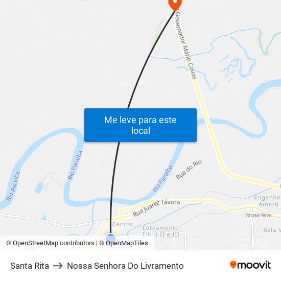 Santa Rita to Nossa Senhora Do Livramento map