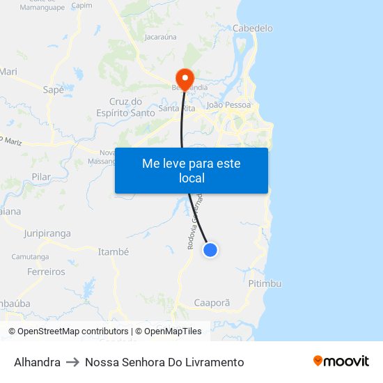 Alhandra to Nossa Senhora Do Livramento map