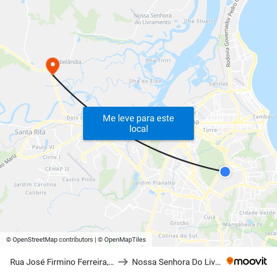 Rua José Firmino Ferreira, 511-595 to Nossa Senhora Do Livramento map