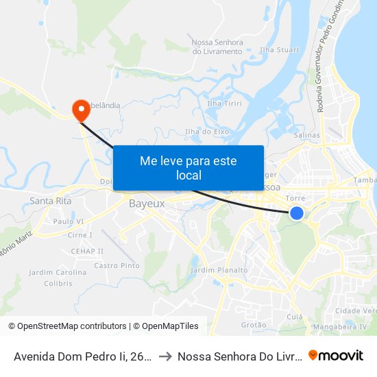 Avenida Dom Pedro Ii, 2680-2836 to Nossa Senhora Do Livramento map