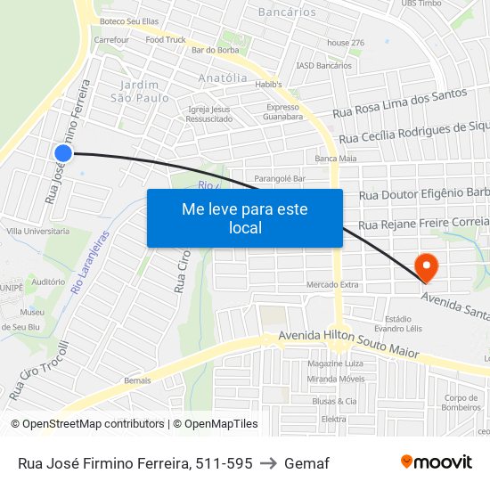 Rua José Firmino Ferreira, 511-595 to Gemaf map