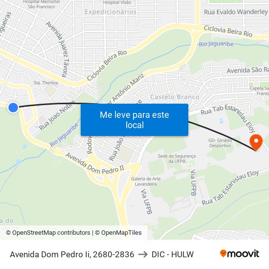 Avenida Dom Pedro Ii, 2680-2836 to DIC - HULW map