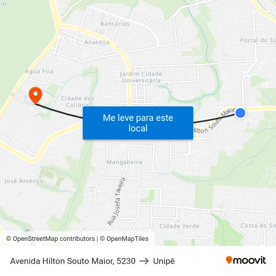 Avenida Hílton Souto Maior, 5230 to Unipê map