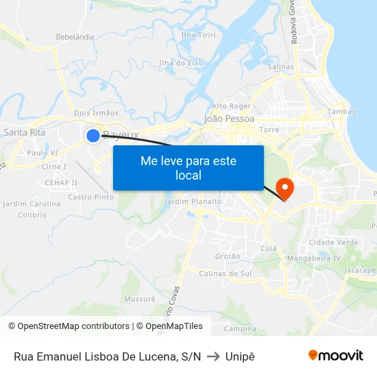 Rua Emanuel Lisboa De Lucena, S/N to Unipê map