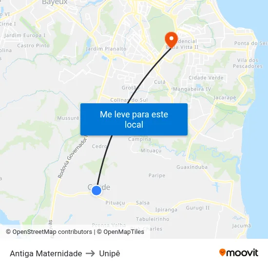 Rua Manoel Alves 31 to Unipê map