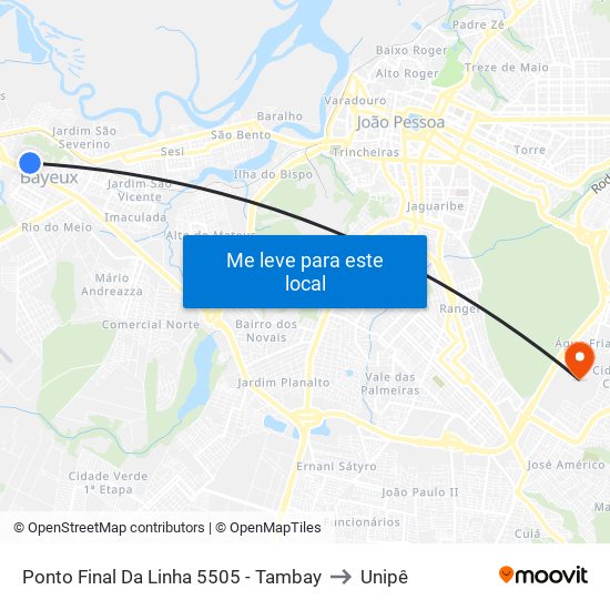 Ponto Final Da Linha 5505 - Tambay to Unipê map