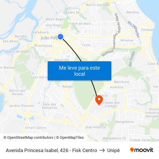 Avenida Princesa Isabel, 426 - Fisk Centro to Unipê map