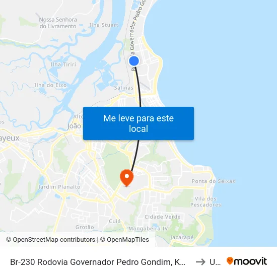 Br-230 Rodovia Governador Pedro Gondim, Km 12,6 Leste - Jacaúna Decorações to Unipê map