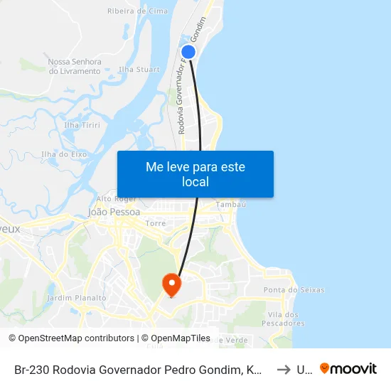 Br-230 Rodovia Governador Pedro Gondim, Km 8,8 Oeste - Acesso À Praia Do Jacaré to Unipê map
