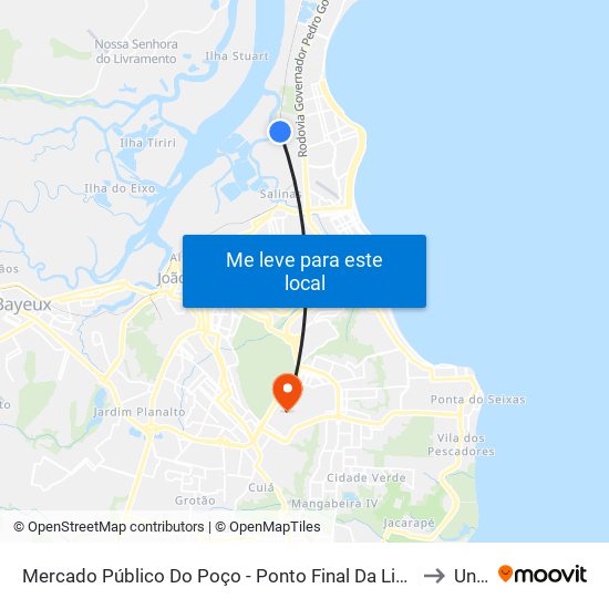 Mercado Público Do Poço - Ponto Final Da Linha 522 Renascer to Unipê map