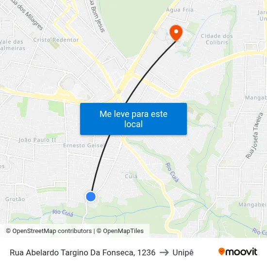 Rua Abelardo Targino Da Fonseca, 1236 to Unipê map