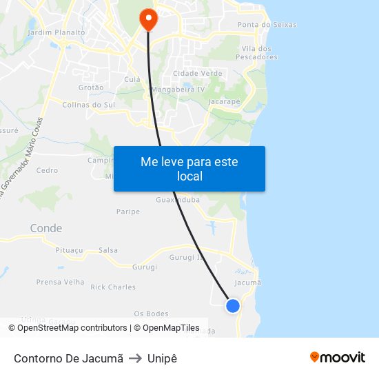 Contorno De Jacumã to Unipê map