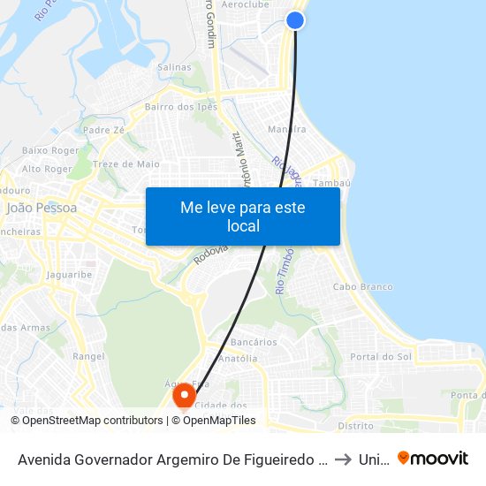 Avenida Governador Argemiro De Figueiredo 1386-1564 to Unipê map