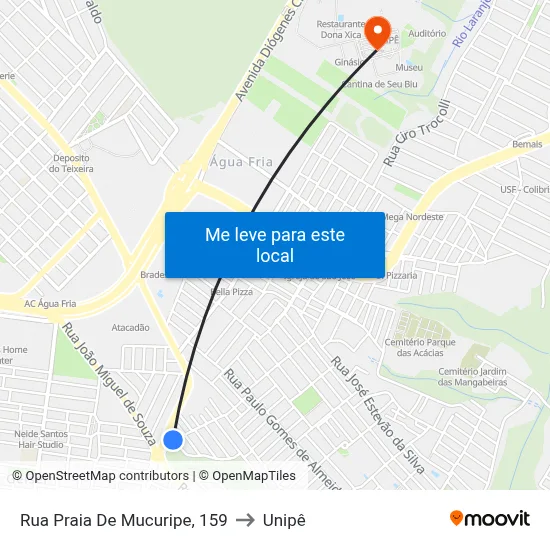 Rua Praia De Mucuripe, 159 to Unipê map