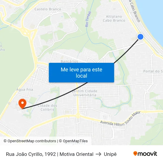 Rua João Cyrillo, 1992 | Motiva Oriental to Unipê map
