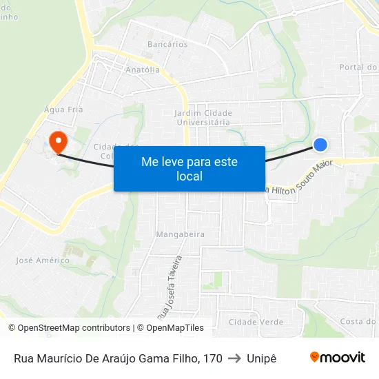 Rua Maurício De Araújo Gama Filho, 170 to Unipê map