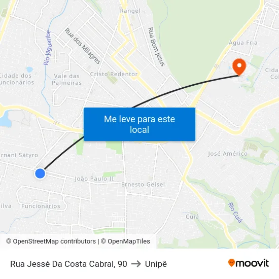 Rua Jessé Da Costa Cabral, 90 to Unipê map