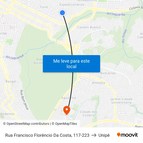 Rua Francisco Florêncio Da Costa, 117-223 to Unipê map