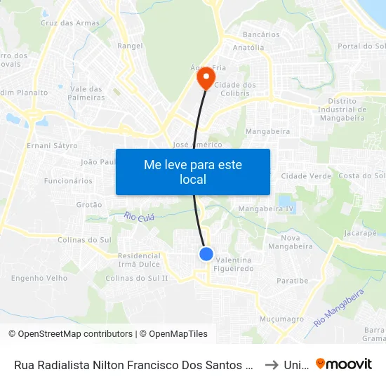 Rua Radialista Nilton Francisco Dos Santos Júnior, 26 to Unipê map