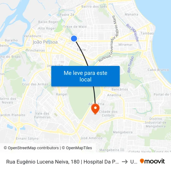 Rua Eugênio Lucena Neiva, 180 | Hospital Da Polícia Militar General Edson Ramalho/Pb Prev to Unipê map