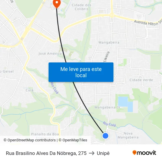 Rua Brasilino Alves Da Nóbrega, 275 to Unipê map