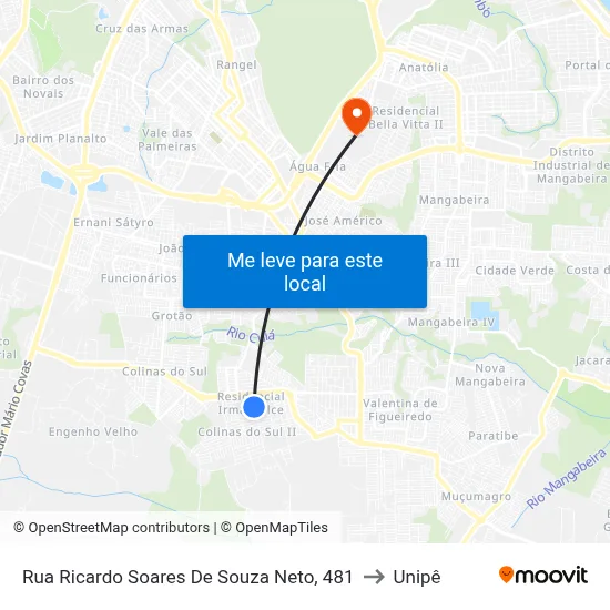 Rua Ricardo Soares De Souza Neto, 481 to Unipê map