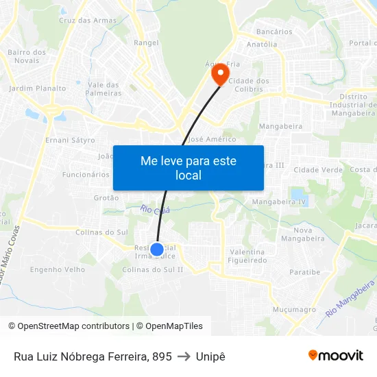 Rua Luiz Nóbrega Ferreira, 895 to Unipê map