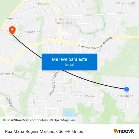 Rua Maria Regina Martins, 656 to Unipê map