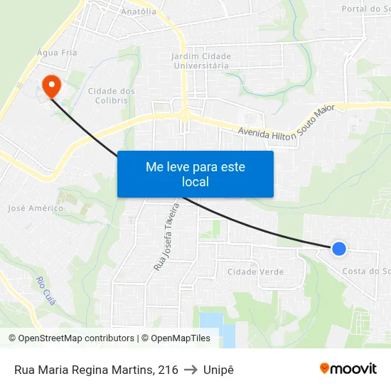 Rua Maria Regina Martins, 216 to Unipê map