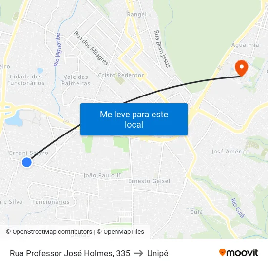 Rua Professor José Holmes, 335 to Unipê map