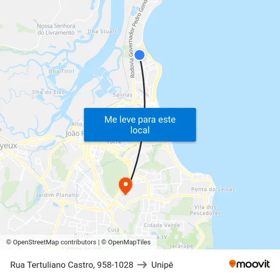 Rua Tertuliano Castro, 958-1028 to Unipê map