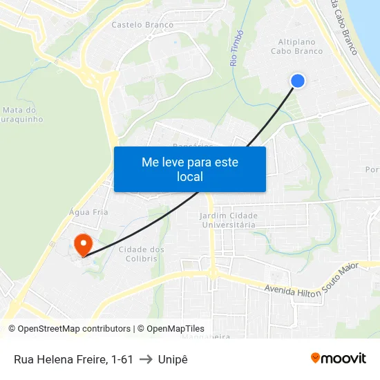 Rua Helena Freire, 1-61 to Unipê map