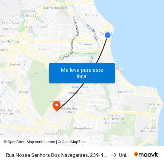 Rua Nossa Senhora Dos Navegantes, 239-463 to Unipê map