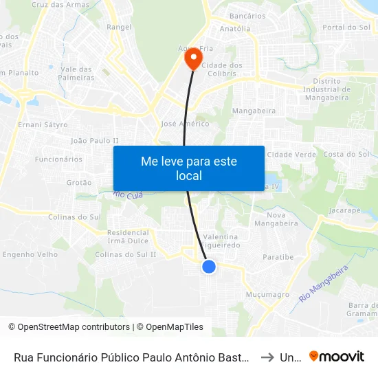 Rua Funcionário Público Paulo Antônio Bastos Portela, 29 to Unipê map
