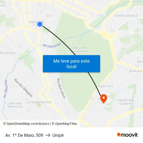 Av. 1º De Maio, 509 to Unipê map