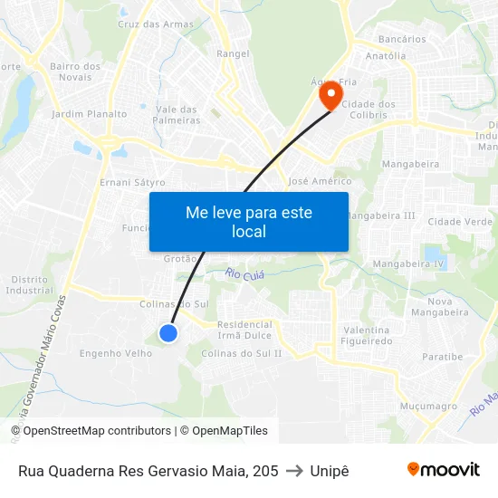 Rua Quaderna Res Gervasio Maia, 205 to Unipê map