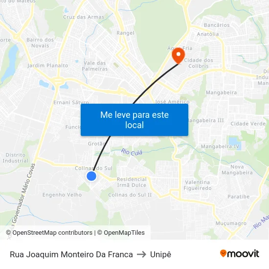 Rua Joaquim Monteiro Da Franca to Unipê map
