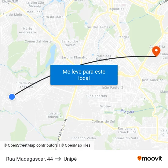 Rua Madagascar, 44 to Unipê map