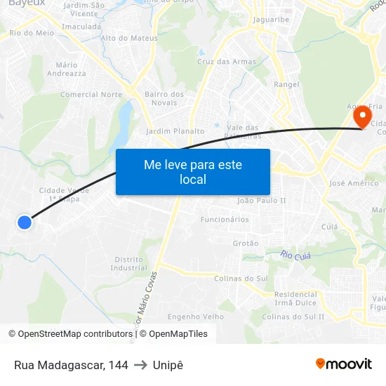 Rua Madagascar, 144 to Unipê map