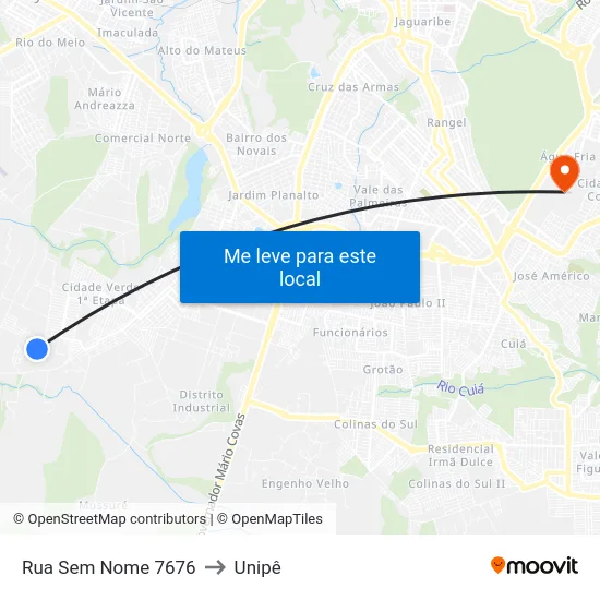 Rua Sem Nome 7676 to Unipê map