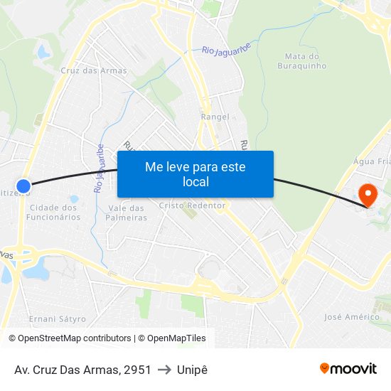 Av. Cruz Das Armas, 2951 to Unipê map
