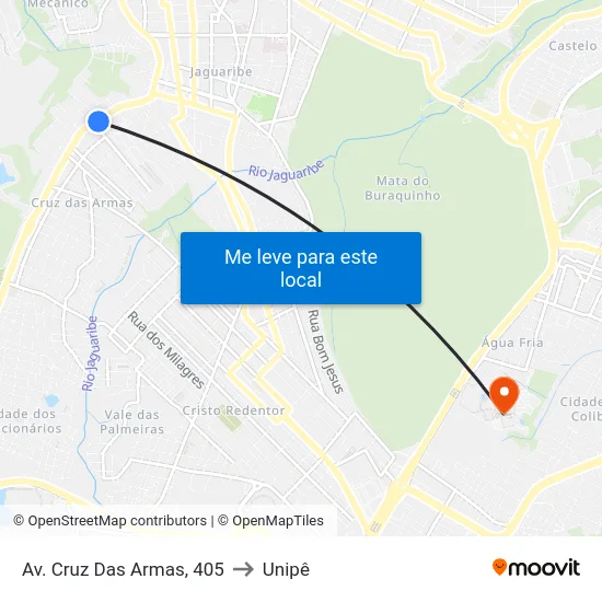 Av. Cruz Das Armas, 405 to Unipê map
