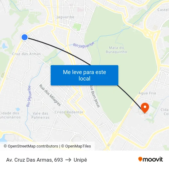 Av. Cruz Das Armas, 693 to Unipê map
