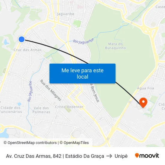Av. Cruz Das Armas, 842 | Estádio Da Graça to Unipê map