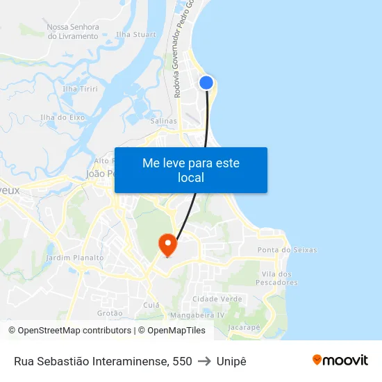 Rua Sebastião Interaminense, 550 to Unipê map
