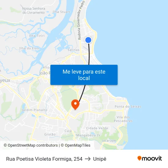 Rua Poetisa Violeta Formiga, 254 to Unipê map