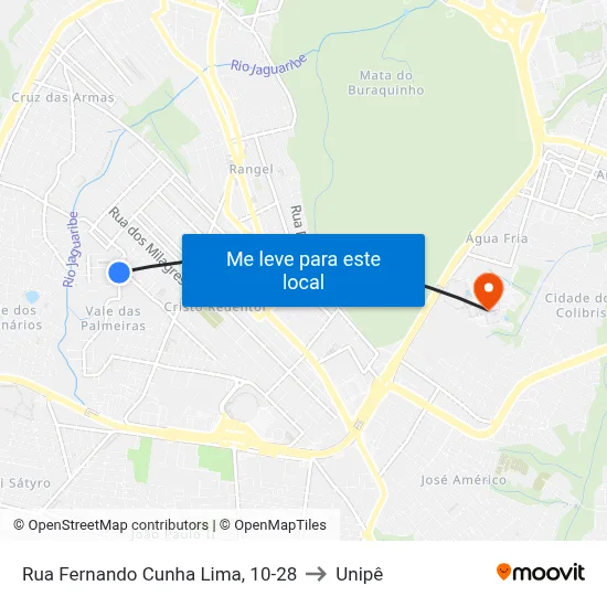 Rua Fernando Cunha Lima, 10-28 to Unipê map