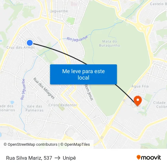 Rua Silva Mariz, 537 to Unipê map