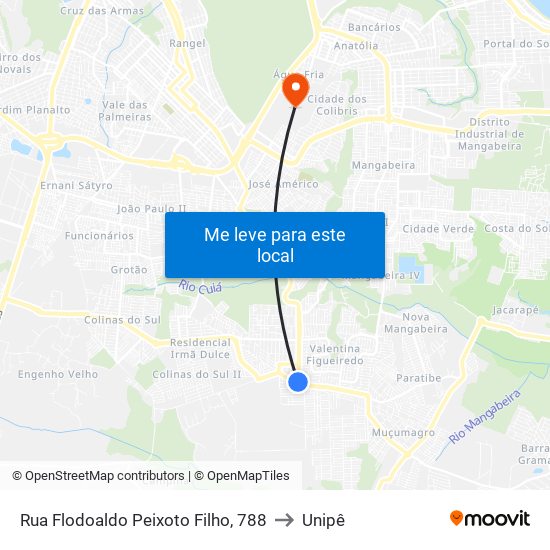 Rua Flodoaldo Peixoto Filho, 788 to Unipê map