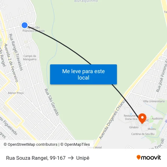 Rua Souza Rangel, 99-167 to Unipê map